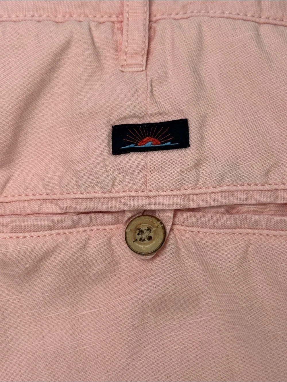 Faherty Light Pink Flat Front Linen Cotton Blend Shorts Size 38